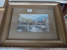 A watercolour of a river scene in a Gilt frame - signed Sibly bottom right