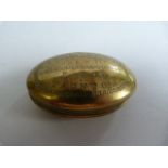 A brass snuff box inscribed Henry Cross 1897 Taunton ( Henry Cross joined the Somerset Yeomanry aged