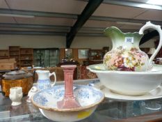 A Green jug and washbowl - and other china etc