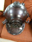 A reproduction bronze Diving Helmet