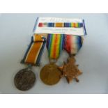 A set of three WWI medals awarded to 122 Private R Allan of the Gordon Highlanders and a 1914 Mons