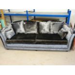 A Large Italian bespoke silver velvet sofa - option to purchase matching sofa