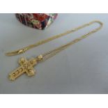 A hallmarked gold cross on chain, all 14ct- total weight 6.3g