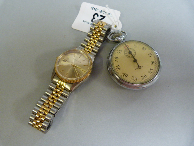 A Waltham stopwatch and a gentleman's wristwatch