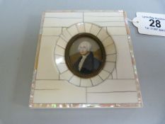 A 19th century miniature portrait of George Washington signed Stuart, framed in Ivory and mother