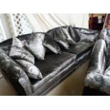 A large Italian bespoke crushed velvet sofa