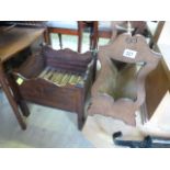 An oak magazine rack and a planter