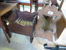 An oak magazine rack and a planter