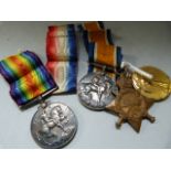 A set of three WWI medals awarded to 13866 Private G Collinson, Coldstream Guards, and one further