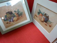 Three water colours of still lifes by M Squires