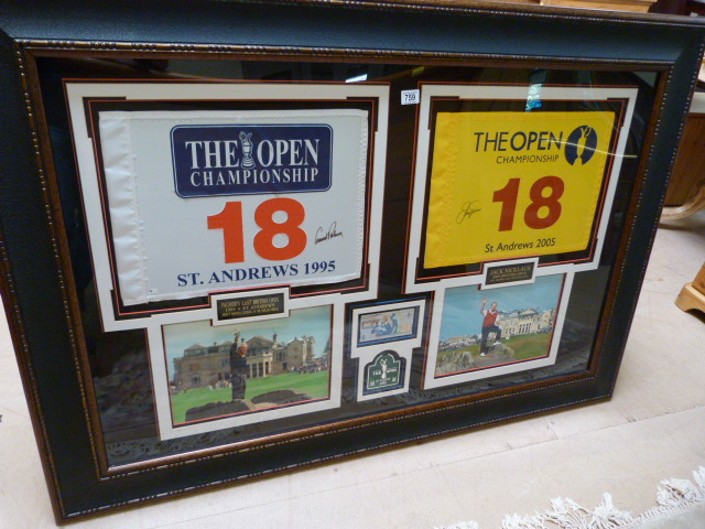 A large framed pair of flags from the 18th hole at St Andrews, one signed by Arnold Palmer and the - Image 2 of 4