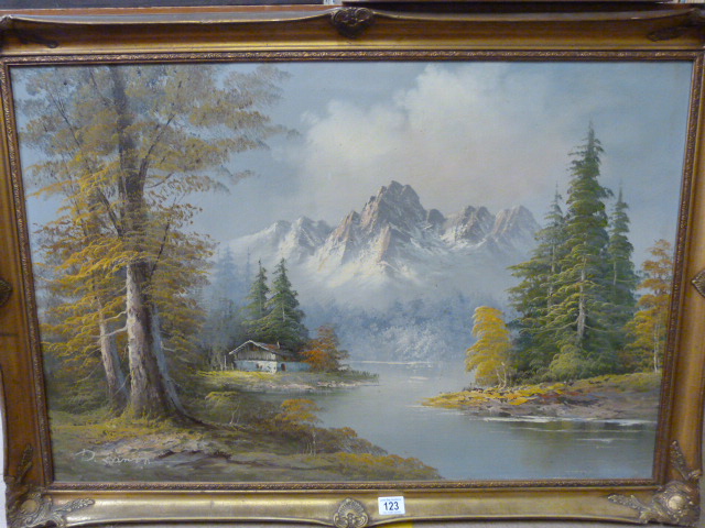 A signed oil painting of a Lake scene - Image 3 of 3