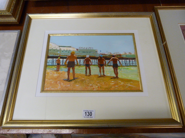 An oil painting of Brighton swimming club by Jeremy Sanders