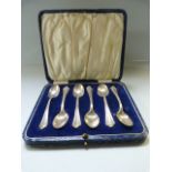 A cased set of hallmarked silver coffee spoons