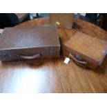 A Vintage leather suitcase, and a fitted leather case stamped "The Right Honourable Lewis Fry"