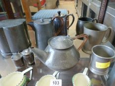 A Box containing various pewter items