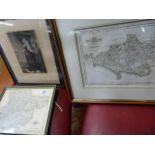 Two maps by john Cary and a print of Queen Victoria
