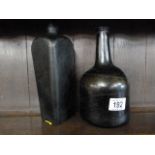 An early mallet shaped bottle and one other