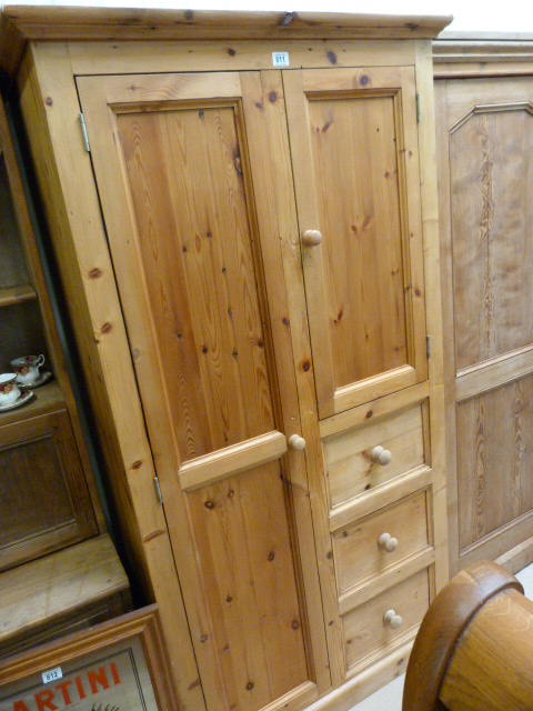 A Pine wardrobe with three drawers - Image 2 of 2