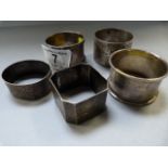 5 Hallmarked Silver Napkin Rings