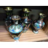 2 pairs of Cloisonne vases A/F
