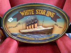 A Wooden wall plaque - 'White Star Line' Southampton to New York