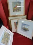 6 various framed watercolours and prints to include artists Robert Boar and Jenny Wheatley