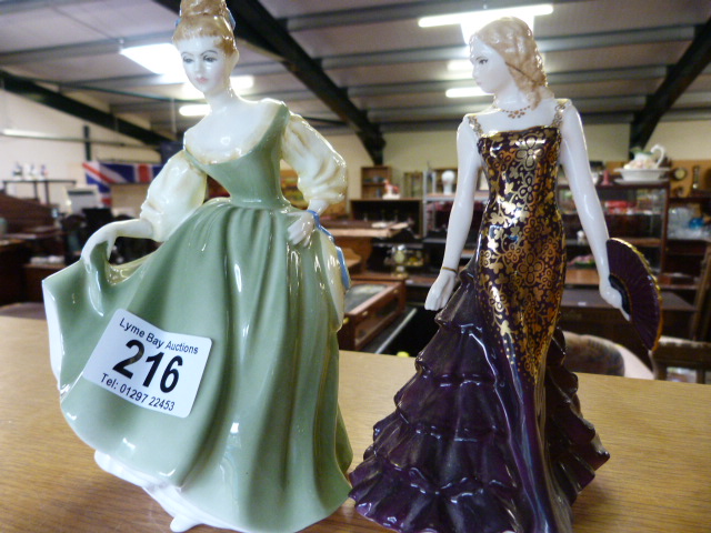 A Royal Doulton figure"Fair Lady" and a Royal Worcester figure Abigail