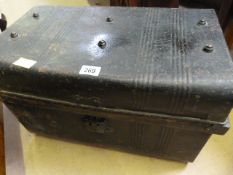 A Black tin trunk