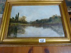 A Nathaniel II Hone oil on board of a riverscape