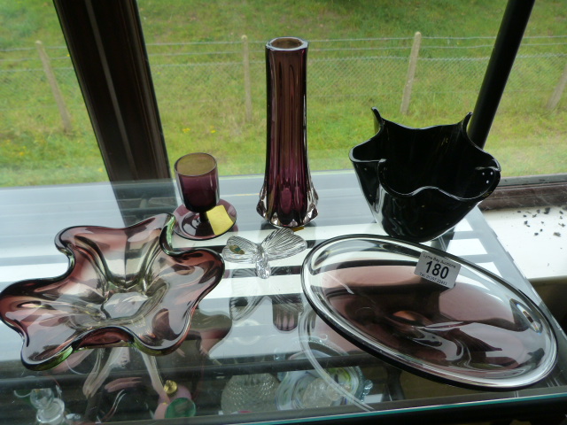 Small quantity of purple glass also to include a Waterford Crystal Butterfly - Image 2 of 2