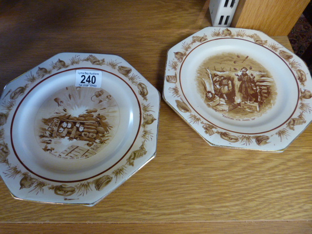 A pair of Bairnsfather plates depicting WW1 comical scenes