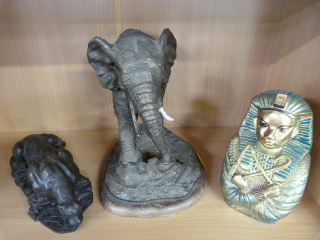 A figure of an elephant, A Panther and a Pharaoh