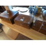 3 Victorian rosewood trinket boxes