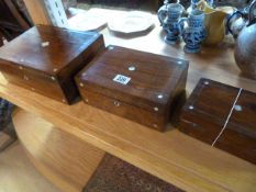 3 Victorian rosewood trinket boxes