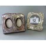A hallmarked silver twin photo frame and one other