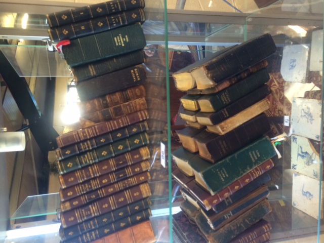 A quantity of leather bound books