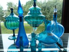 A Quantity of blue glassware