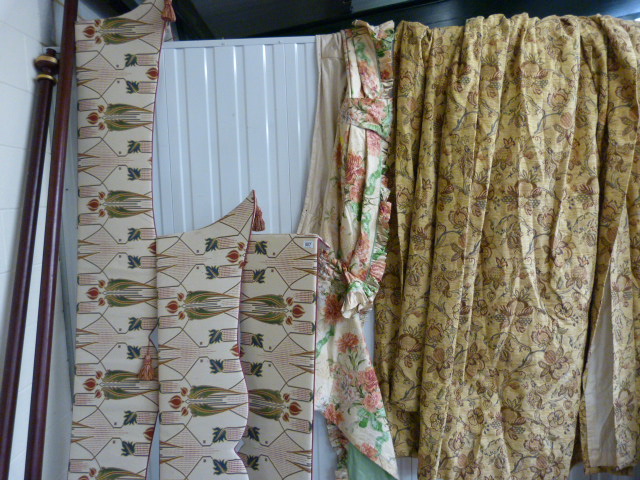 3 Fabric pelmets and a quantity of curtains