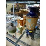 A Royal Doulton vase, two victorian jugs etc