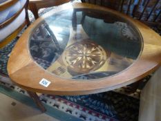 An inlaid mid century table