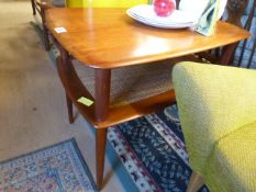 A France & Daverkosen Danish design coffee table with rattan undershelf