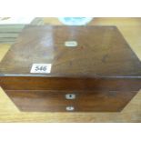 A victorian ladies vanity box with silverplated containers etc