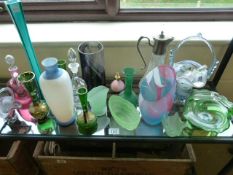 A quantity of coloured glass, Mary Gregory style etc.