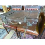 A large leather suitcase