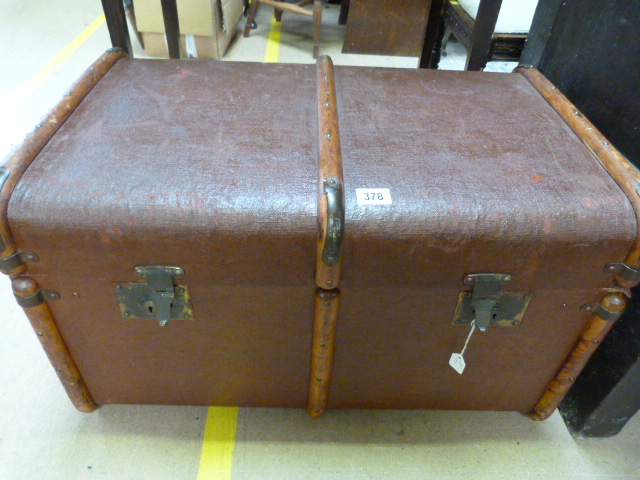 Canvas wooden banded trunk