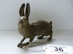 A Cold painted bronze of a Hare