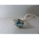 A Topaz and Diamond 10ct white gold ring