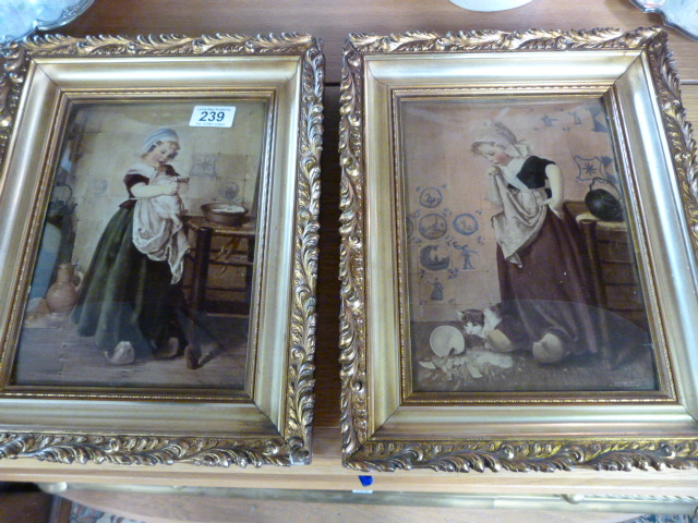A pair of paintings on glass