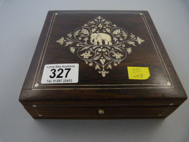 An inlaid rosewood trinket box - Image 2 of 2